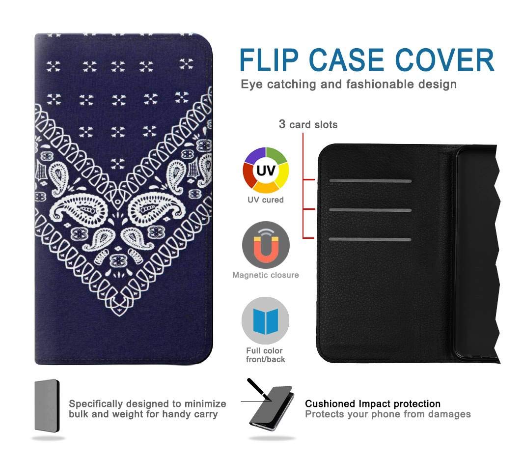Amazon.com: RW3357 Navy Blue Bandana Pattern PU Leather Flip Case